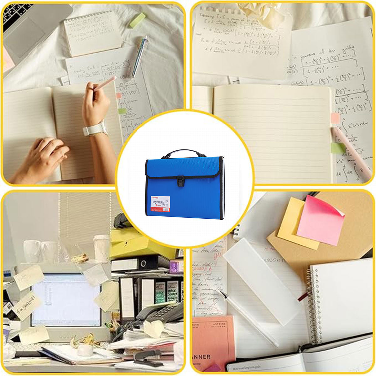 A4 Expanding File Folder 13 Pockets with Handle Blue PP