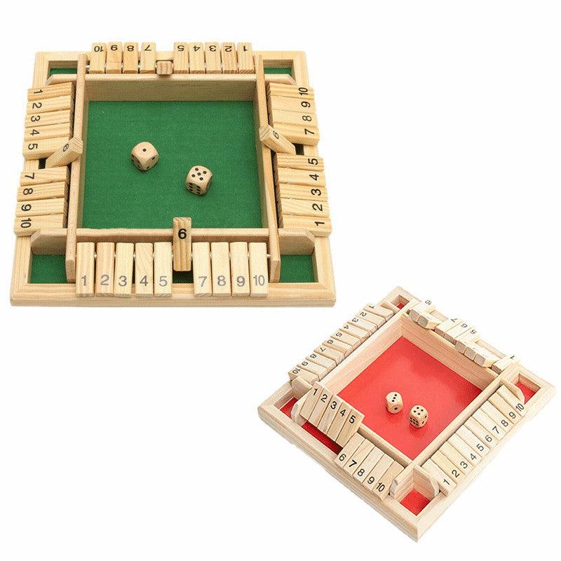 Wooden Shut The Box Dice Game Family Table Play