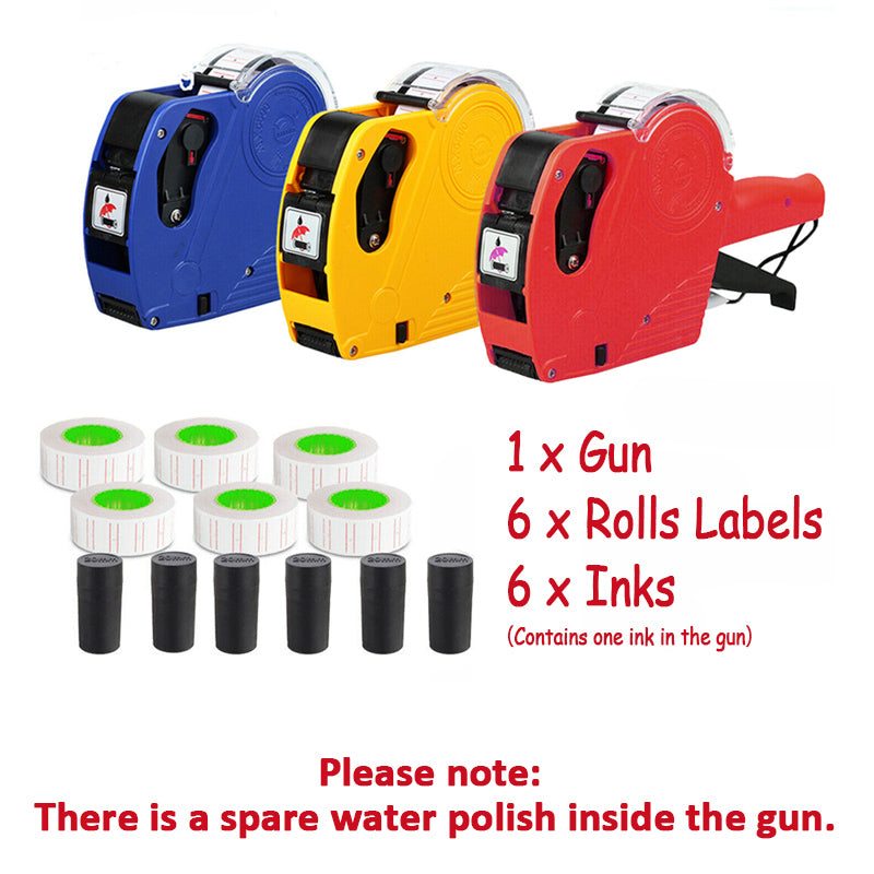 Price Tag Gun Labeller Kit with 6 Rolls Labels and Inks