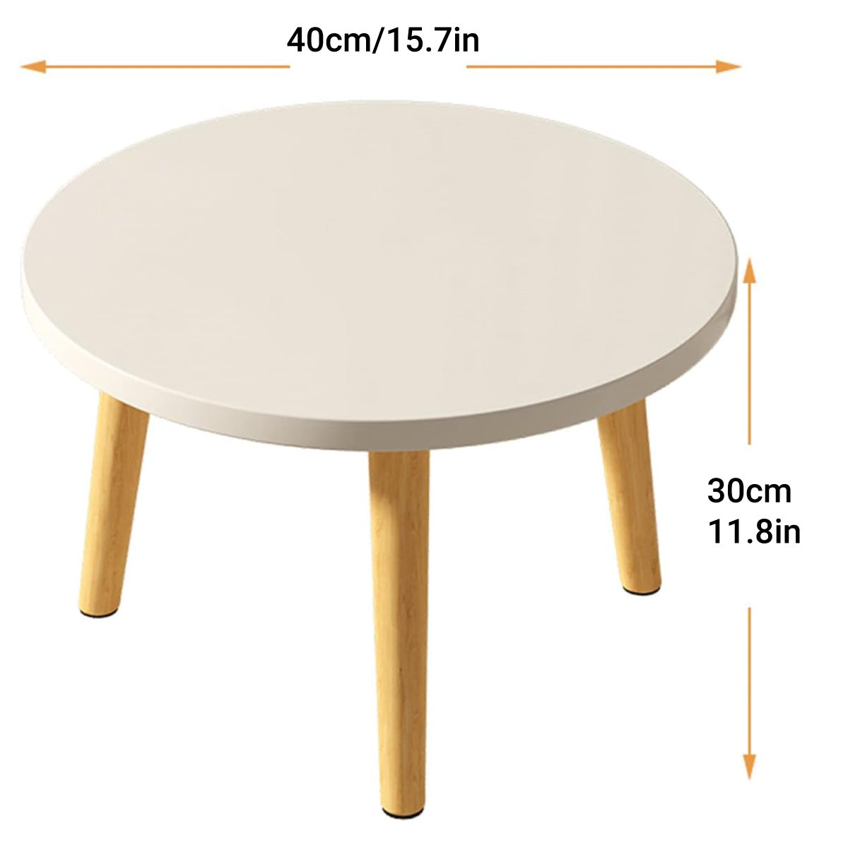 Round Side Table with Solid Wood Legs in Compact 40 × 30 cm Design
