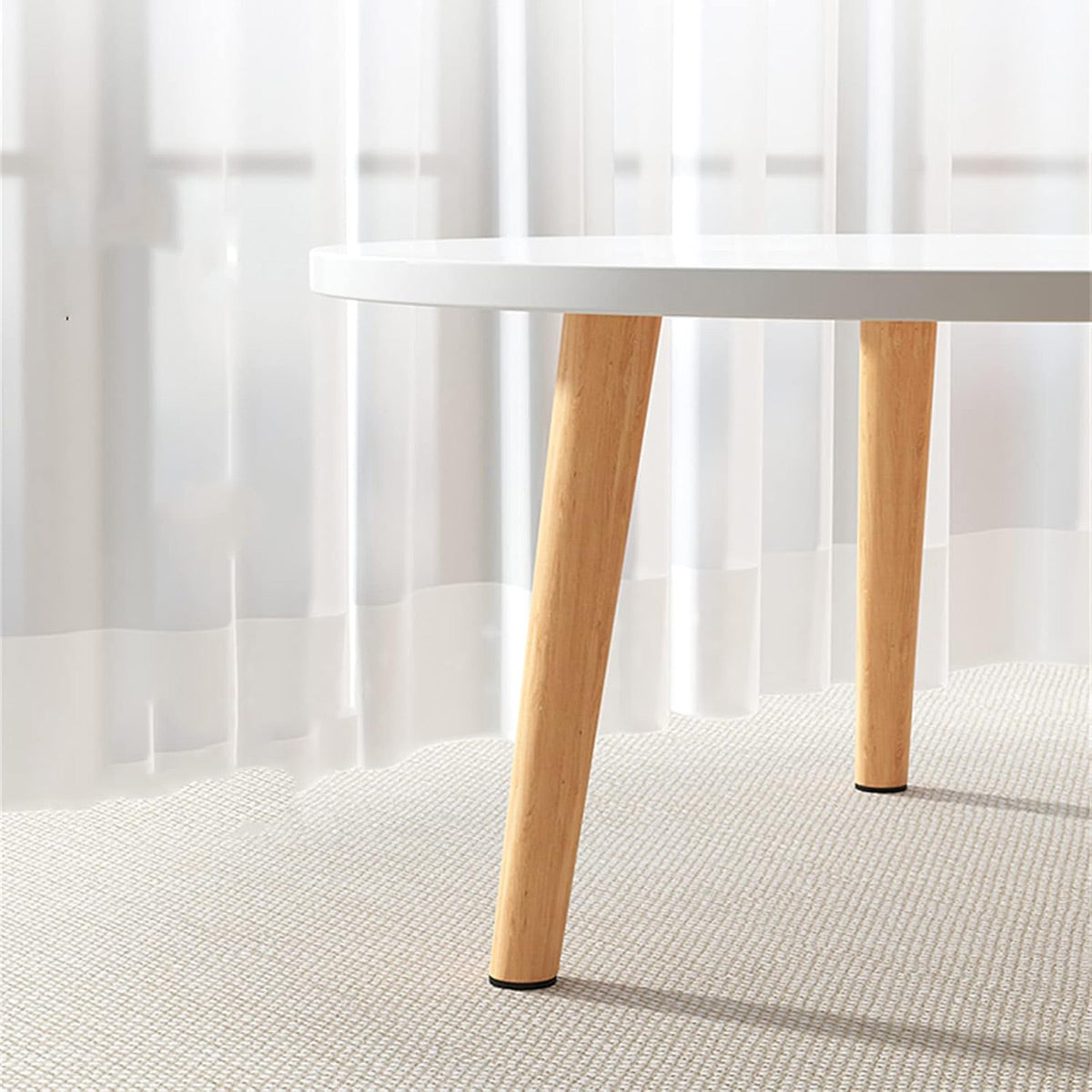 Round Side Table with Solid Wood Legs in Compact 40 × 30 cm Design