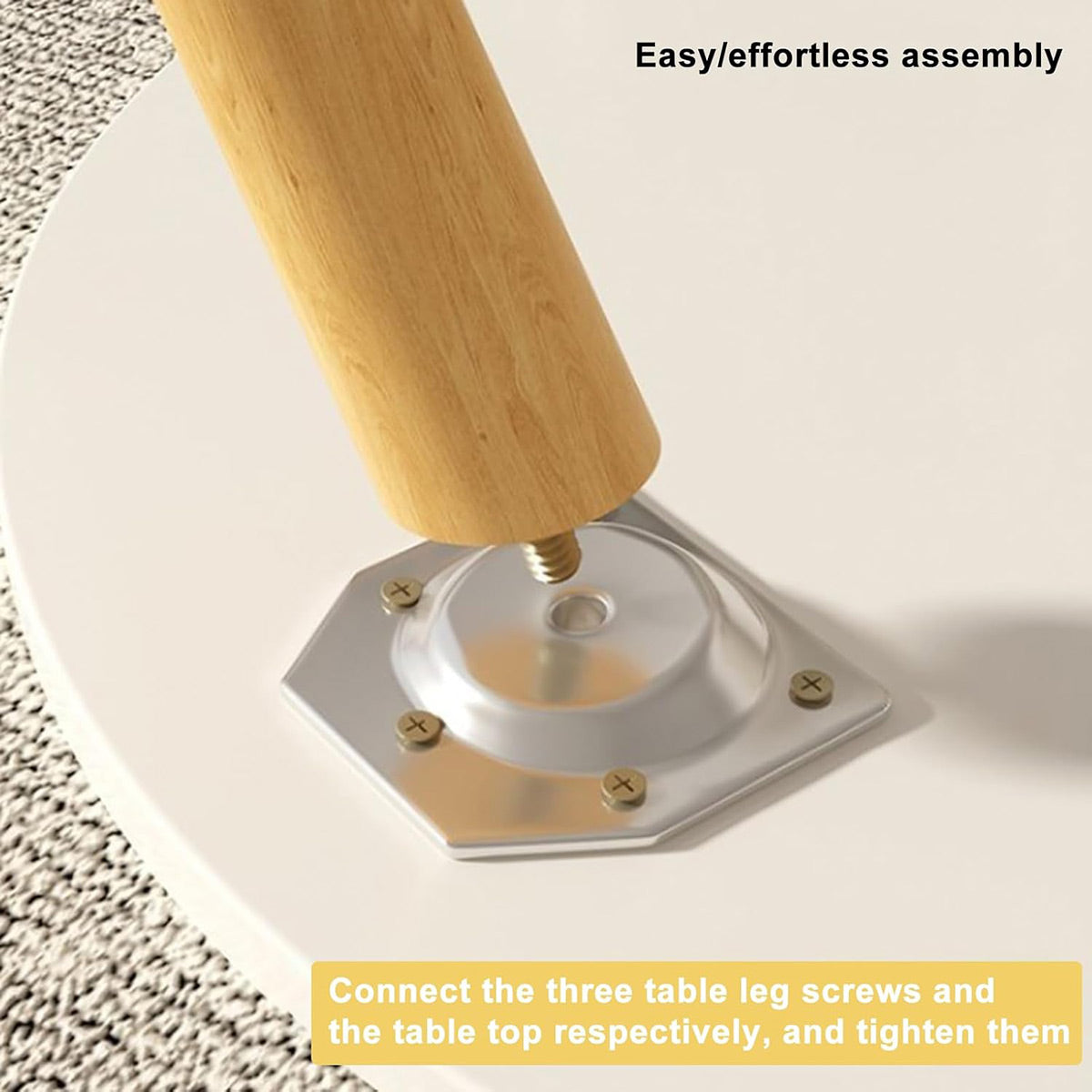 Round Side Table with Solid Wood Legs in Compact 40 × 30 cm Design