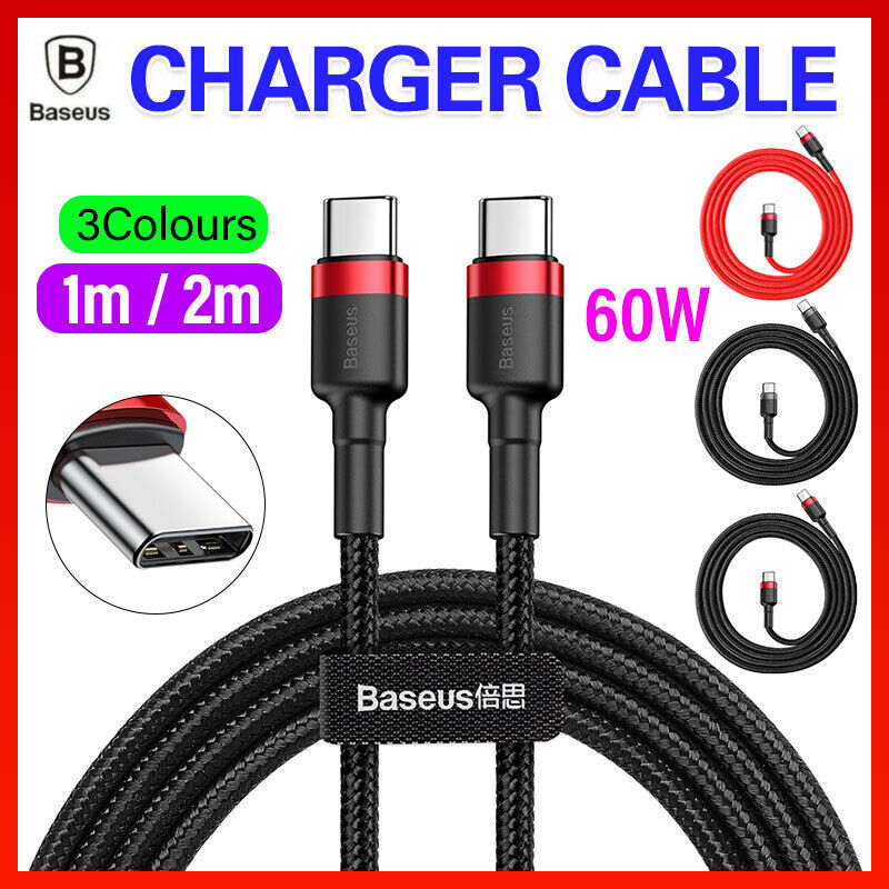 Baseus 60W USB C to Type C Cable PD Fast Charge Braided Lead
