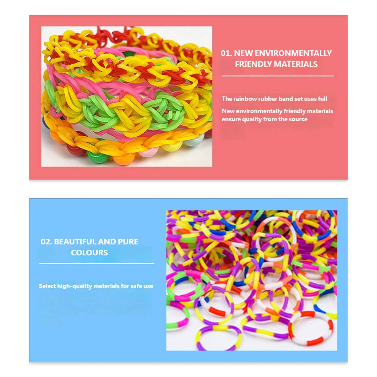 15000 Pcs Rainbow Rubber Bands with Storage Case
