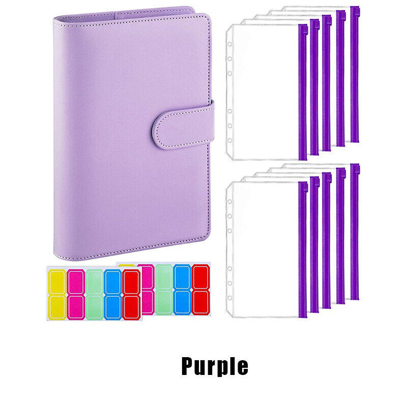 PU Leather Binder Cover Cash Envelope Planner with Pockets