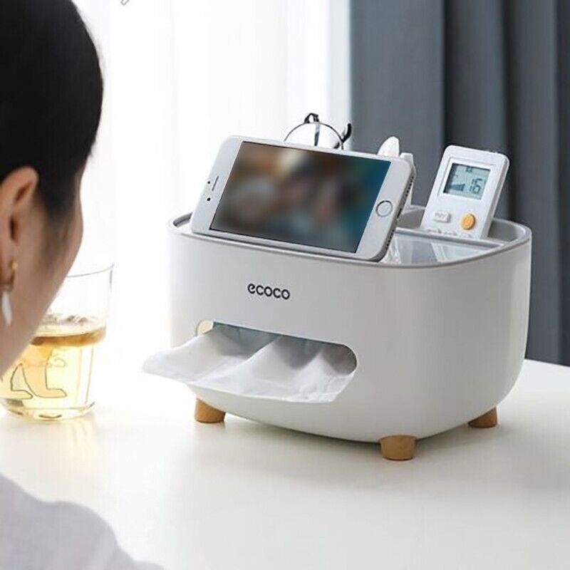 Tissue Box Cover with Storage for Home and Car