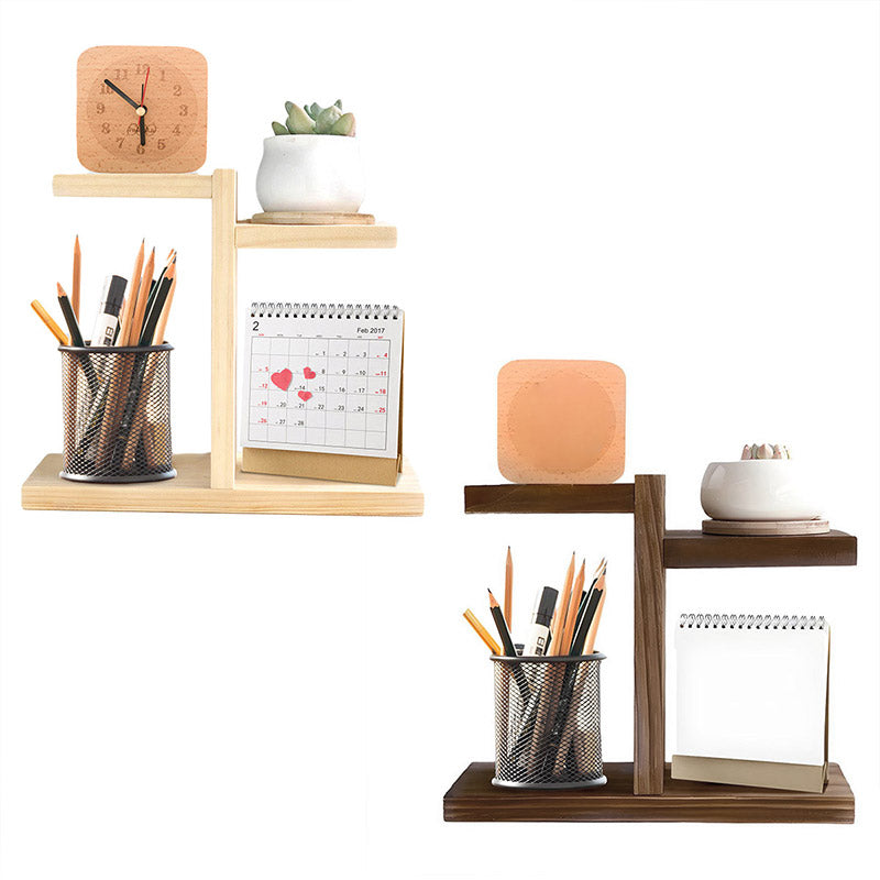 Mellow Racks Desktop Solid Wood Desktop Storage Rack, Multi-Layer Minimalist Organizer for ...