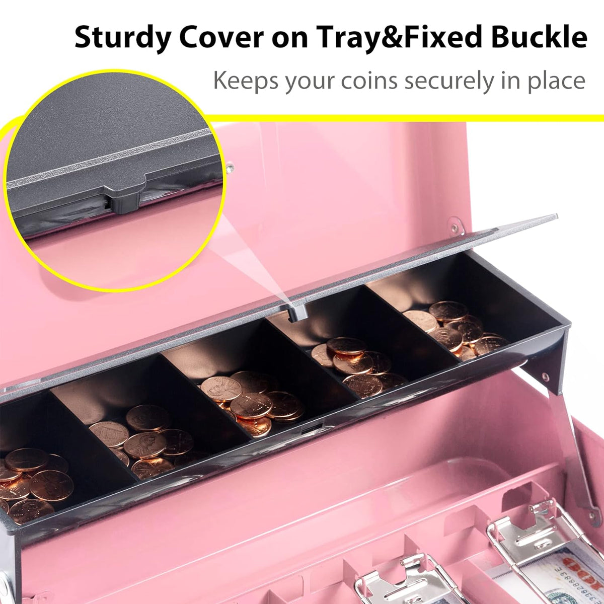 Metal Cash Box with Key Lock for Retail Money Storage