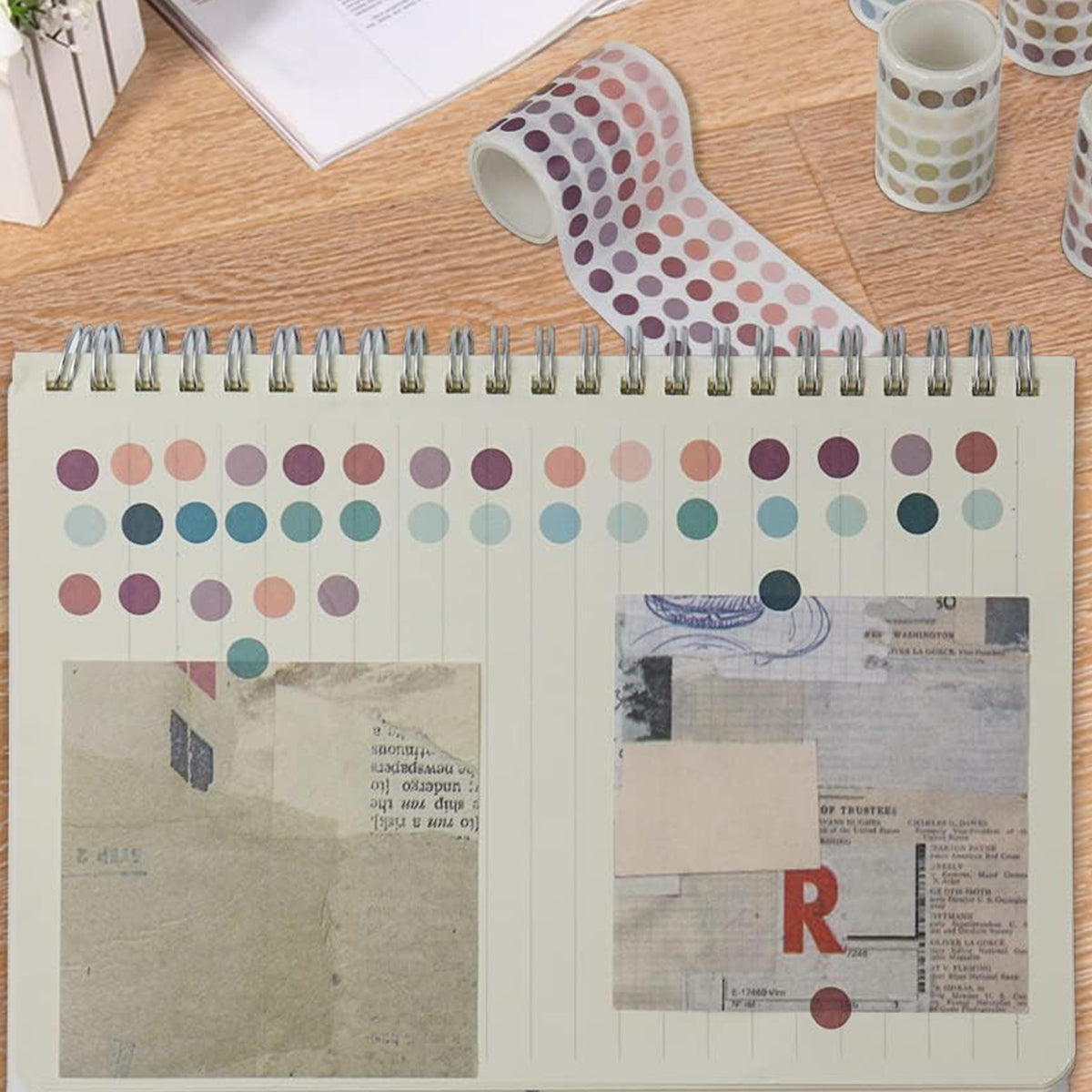 9 Pcs Washi Tape Set Dot Gradient Stickers for Scrapbooking and Journaling