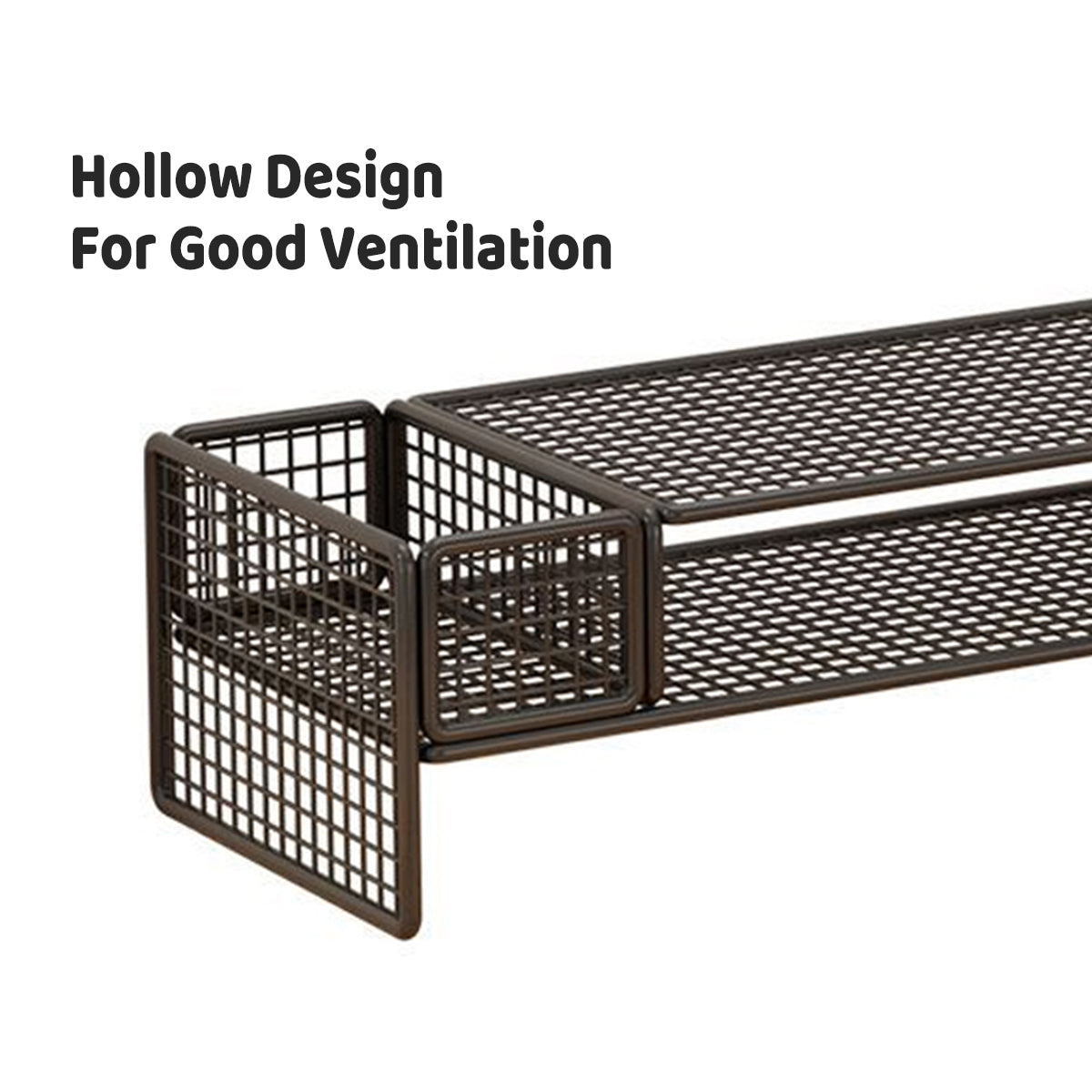 Monitor and Laptop Riser with Ventilated Black Metal Shelf