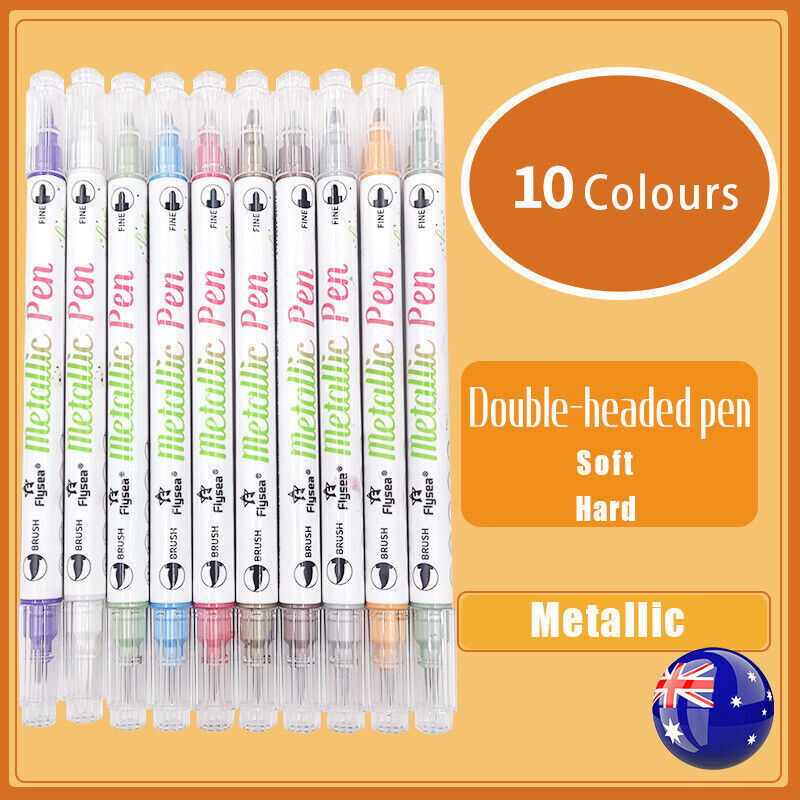 10 Pcs Metallic Marker Pens Double Head Shimmer for Albums