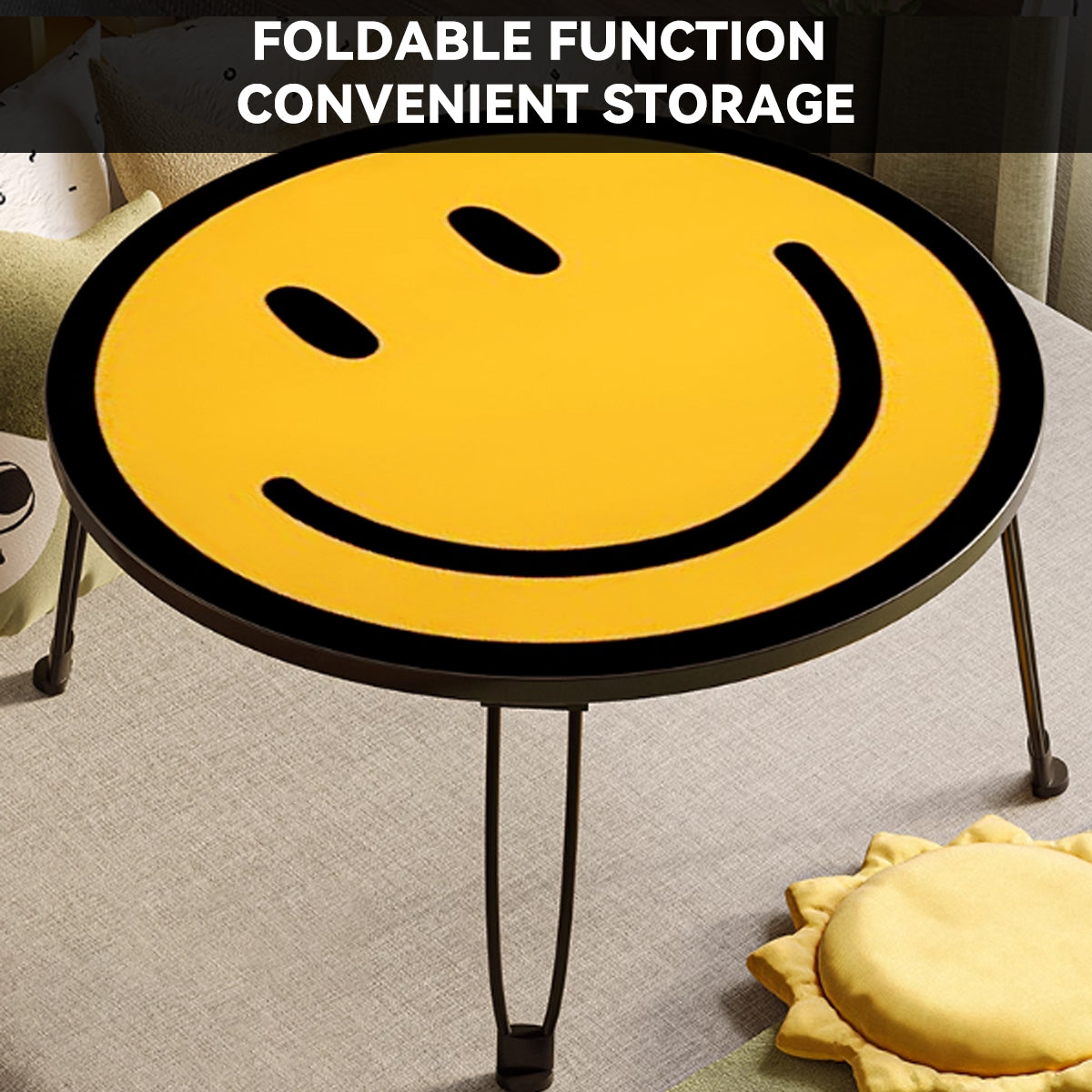 Foldable Small Table with Smiley Face Pattern for Children Use