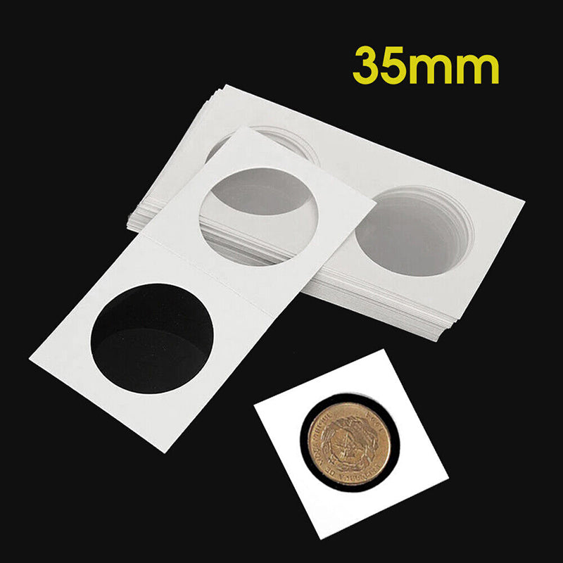 100 Pcs Cardboard Coin Holders 35mm for 50c 20c