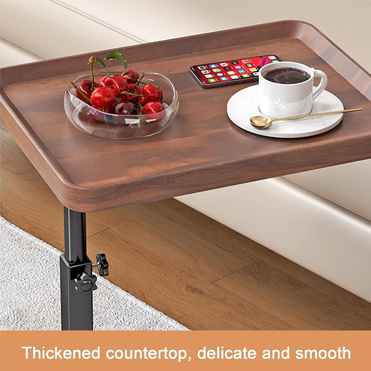 U-Shaped Mobile Side Table Bedside Trolley with Wheels