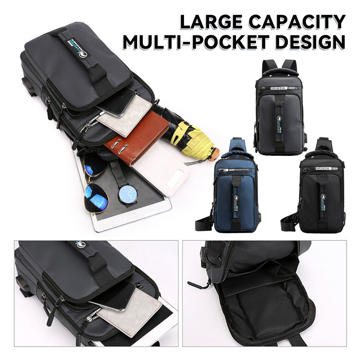 Multi-Function Shoulder Bag with USB Charging Port