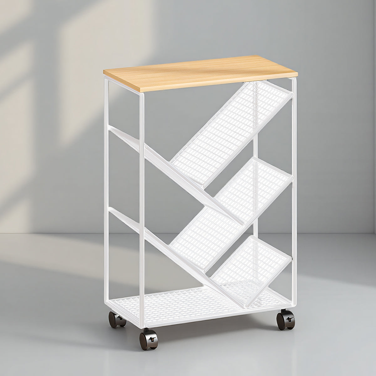 Mobile Wheeled Small Bookshelf Floor Storage Rack