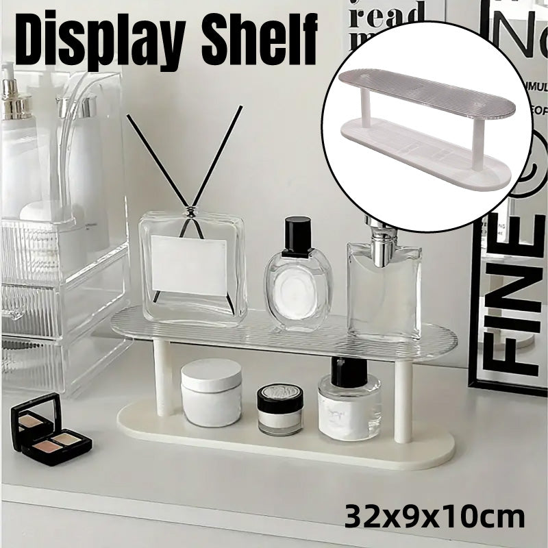 Two-Tier Desktop Organiser Plastic Shelf Transparent White