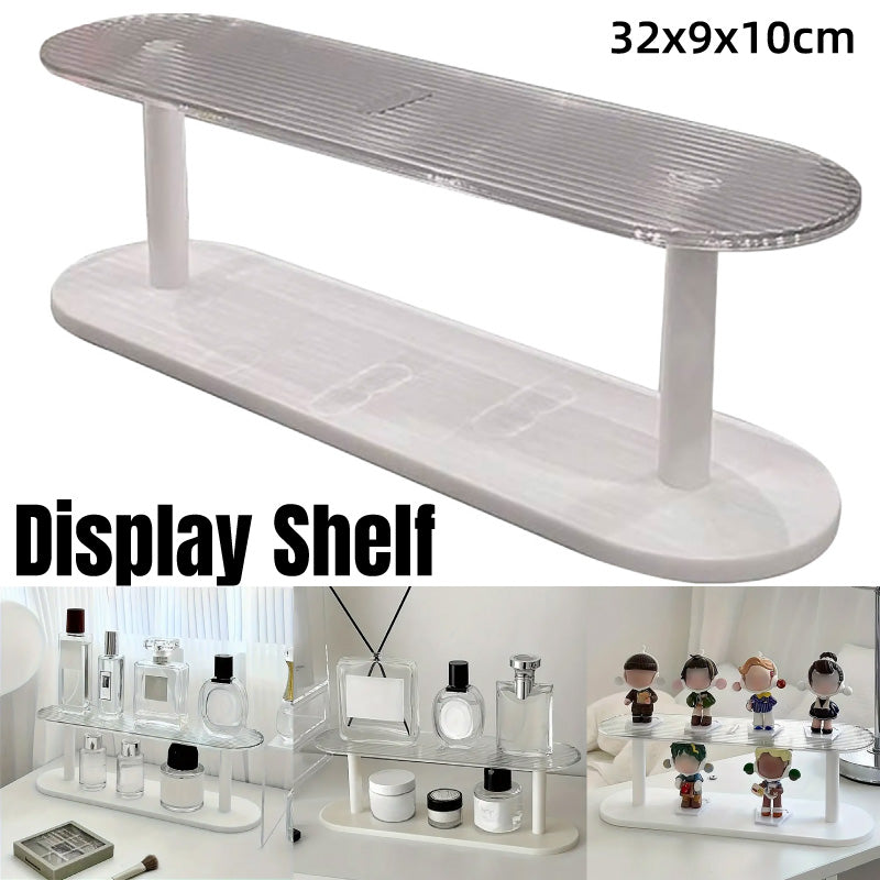 Two-Tier Desktop Organiser Plastic Shelf Transparent White