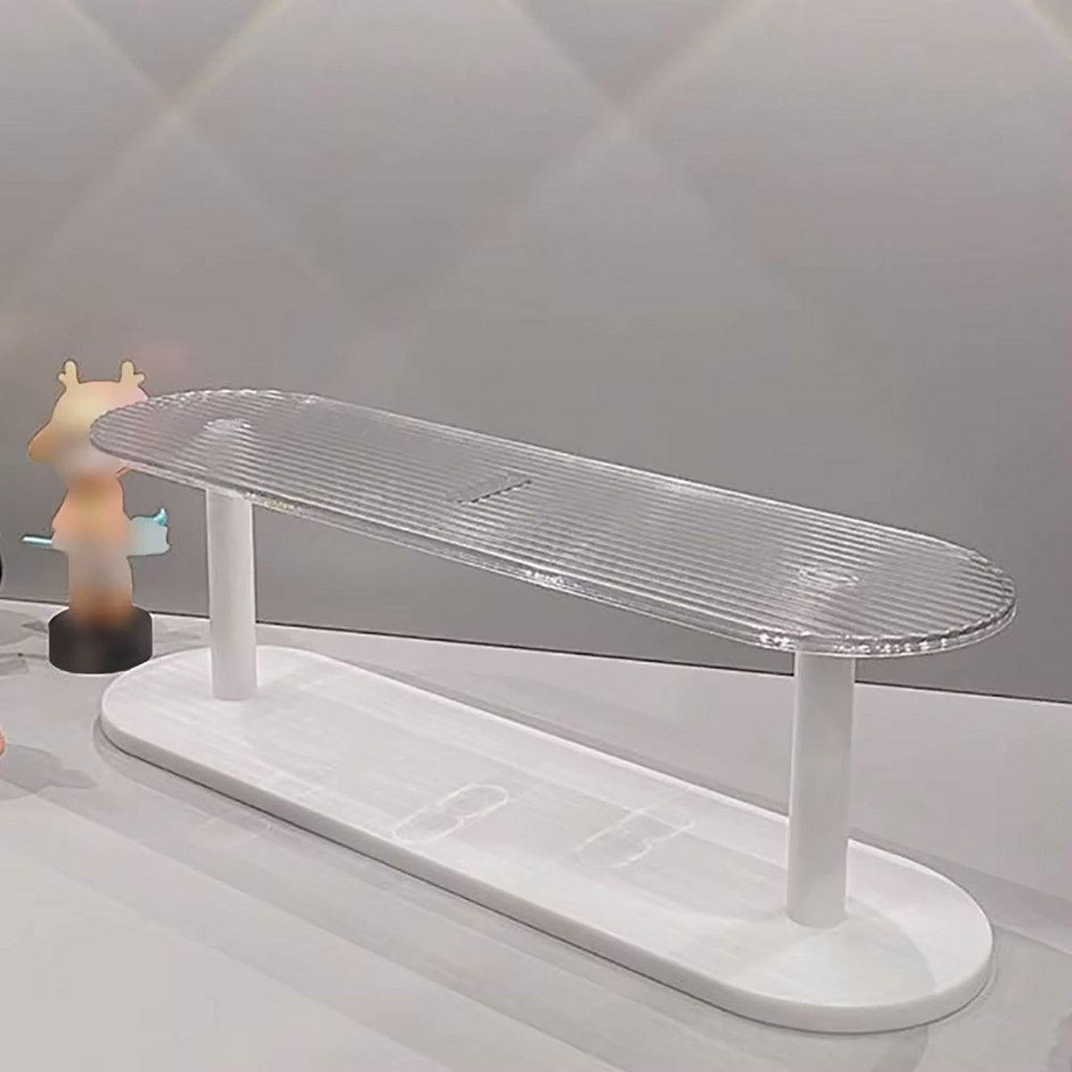 Two-Tier Desktop Organiser Plastic Shelf Transparent White