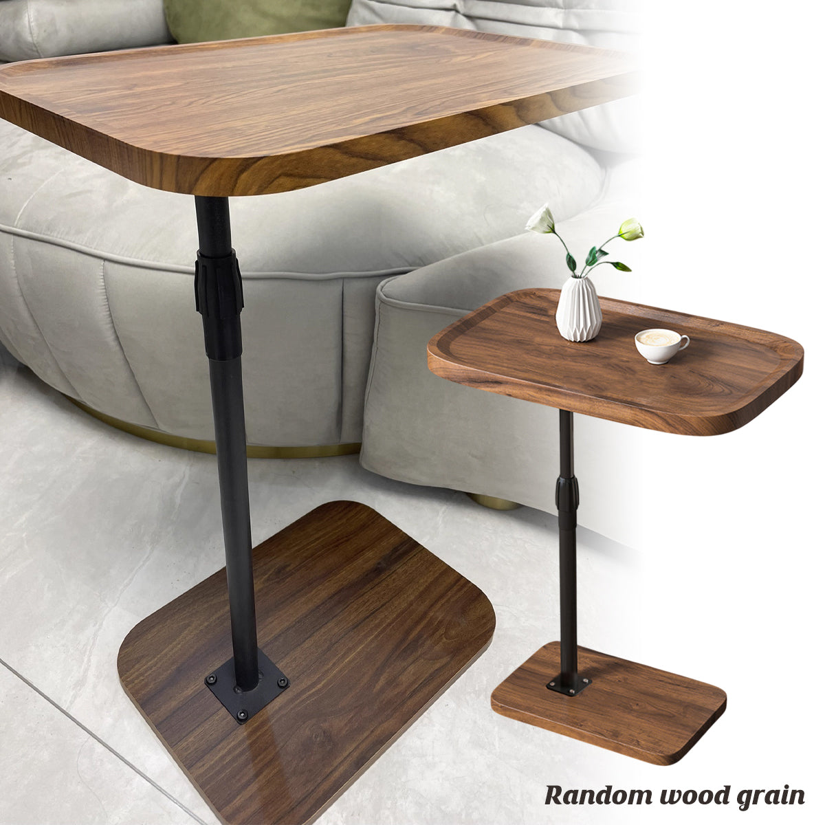 Height Adjustable Sofa Side Table Stable Base
