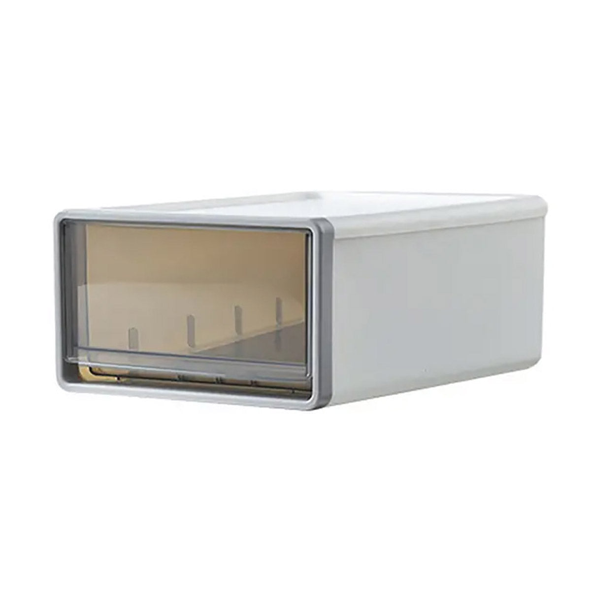 Transparent Drawer Desktop Storage Box Stackable Plastic White