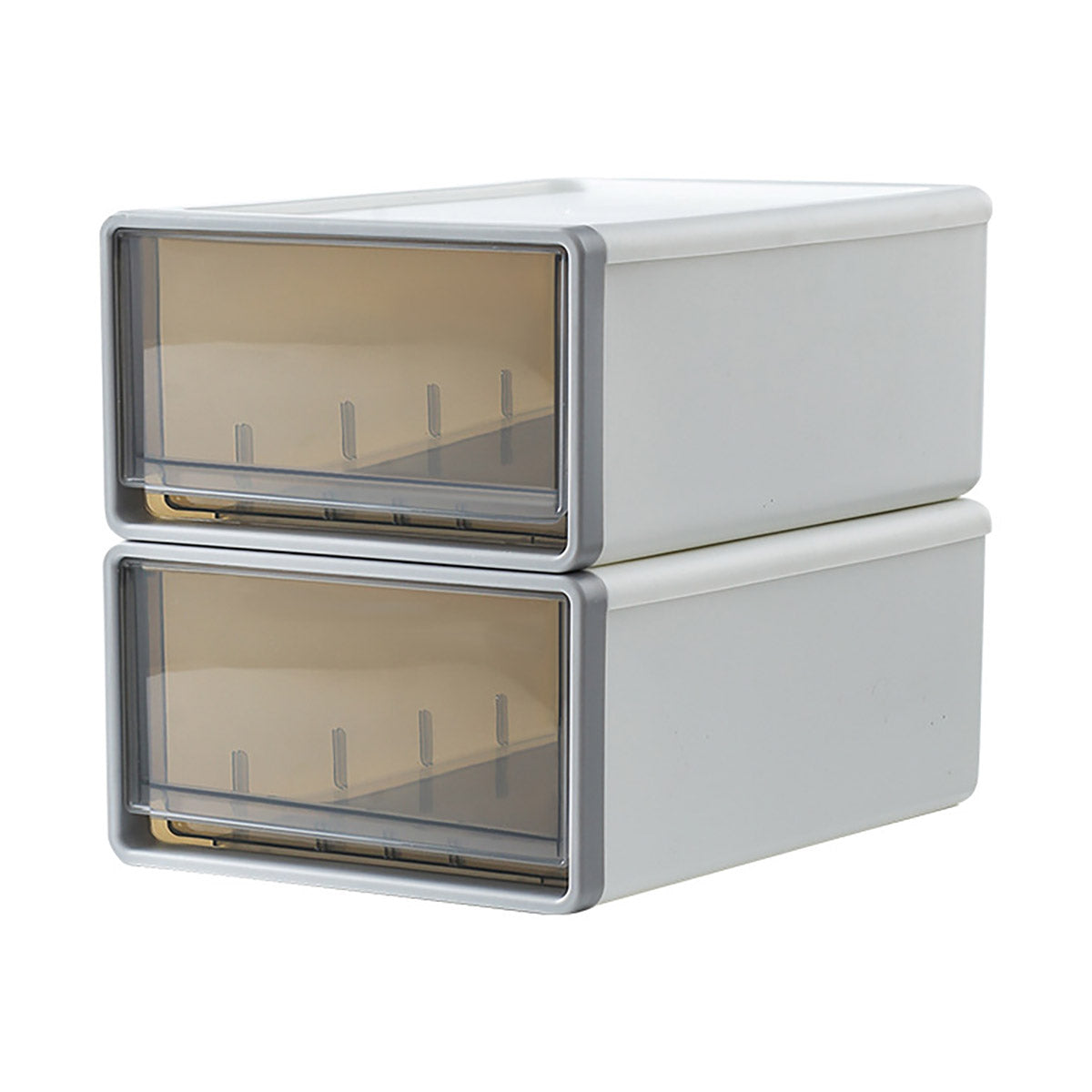 Transparent Drawer Desktop Storage Box Stackable Plastic White