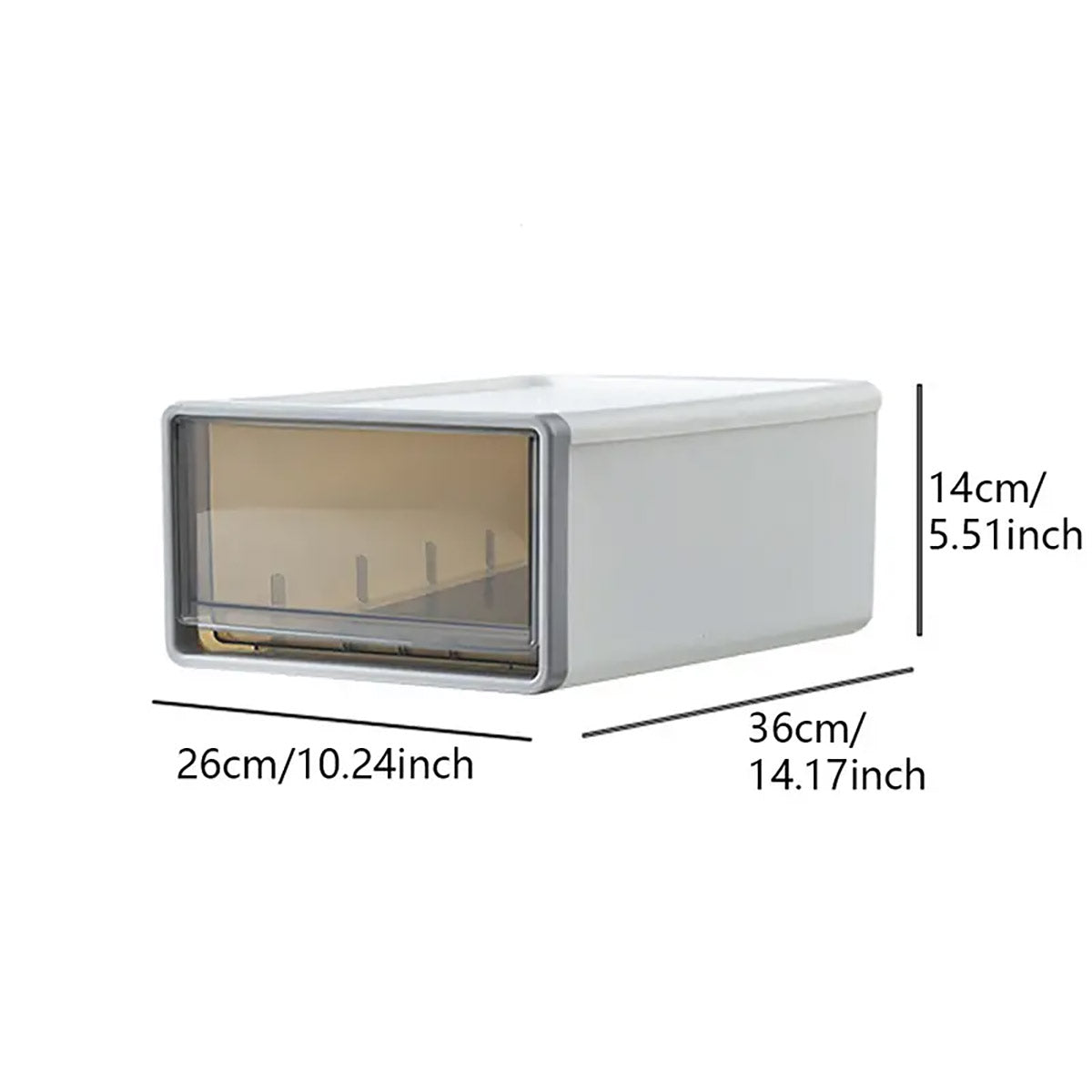 Transparent Drawer Desktop Storage Box Stackable Plastic White