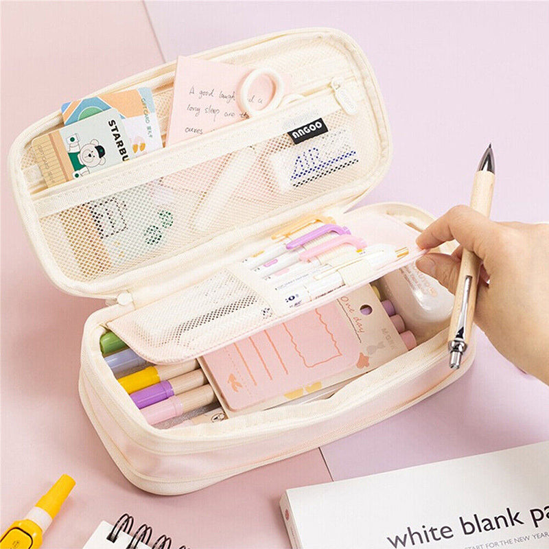Zipper Pencil Case Expandable Storage Multi Pocket