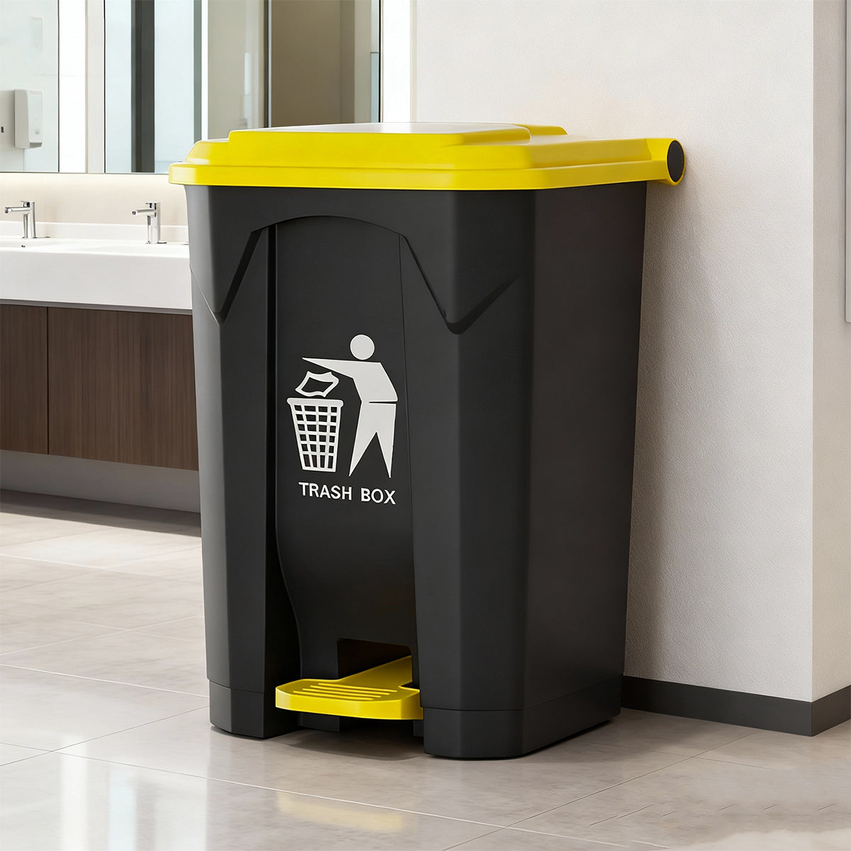 100L Pedal Trash Can with Lid and Elevated Base