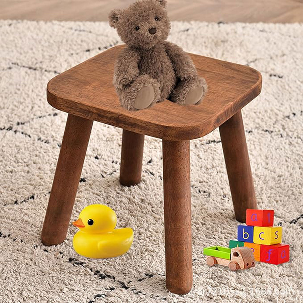 Solid Wood Short Stool for Kids Smooth Edges