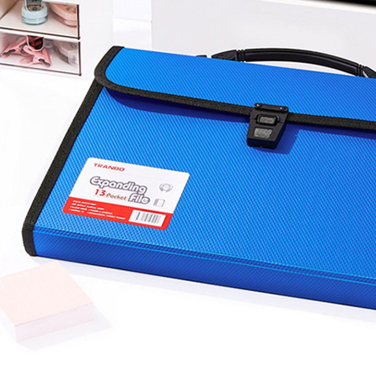 A4 Expanding File Folder 13 Pockets with Handle Blue PP