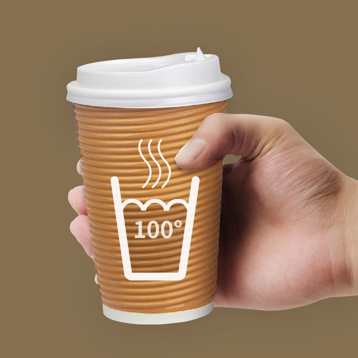 50 Sets Corrugated Paper Cups with Lids 4 Sizes