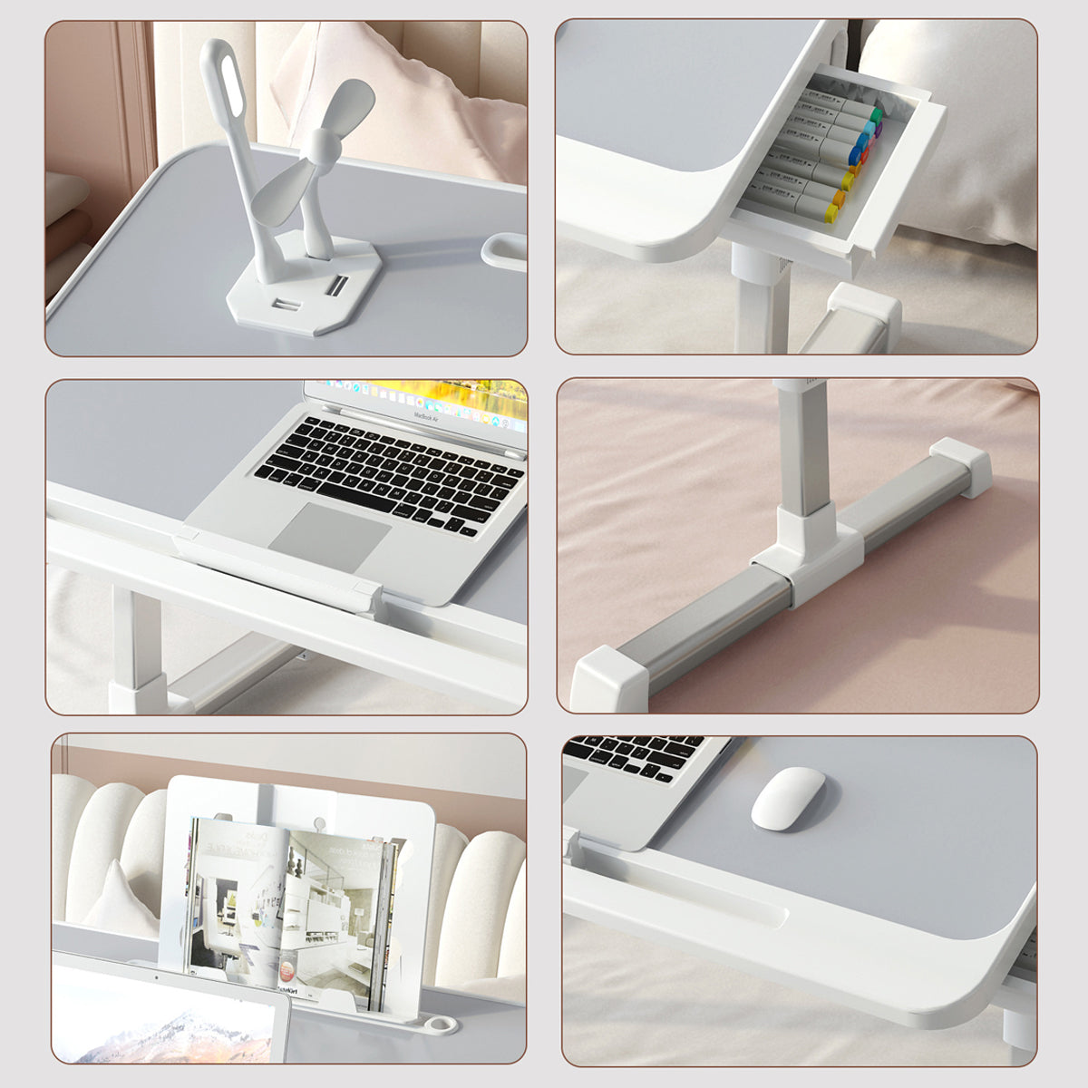 Laptop Bed Tray Desk Adjustable with USB Port for Work and Study