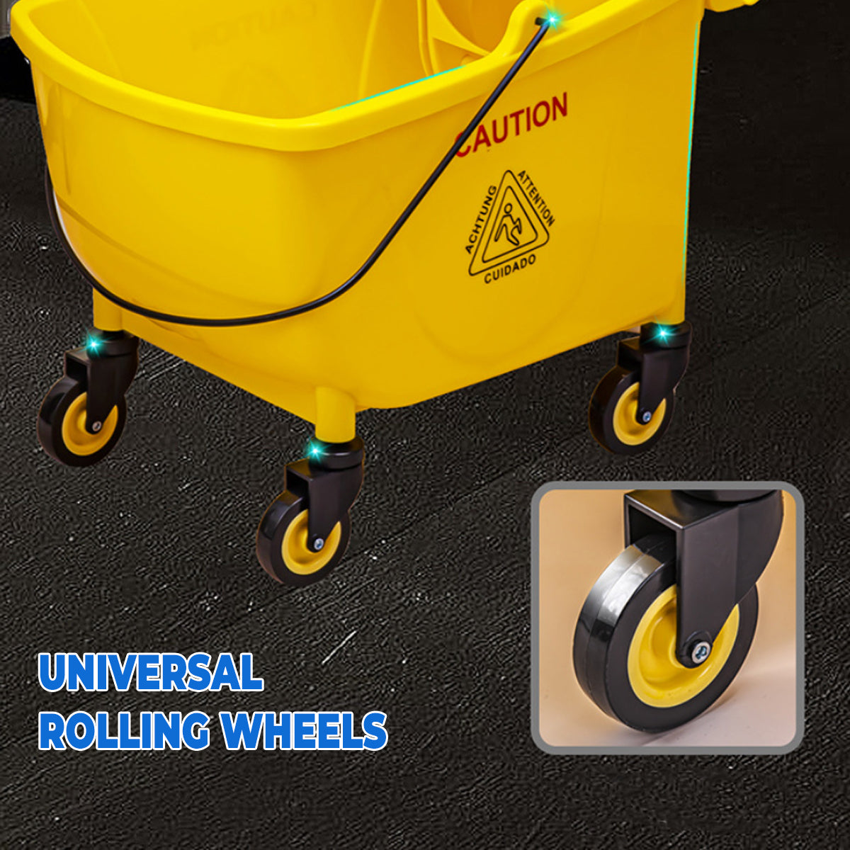 32L Wringer Mop Bucket with Rolling Wheels and Mop