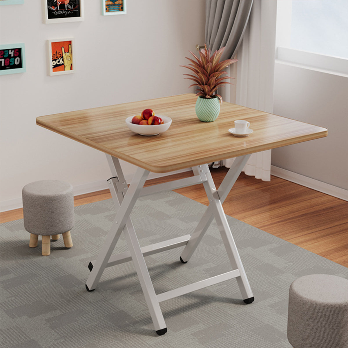 60cm Wooden Folding Square Table for Home and Workspace