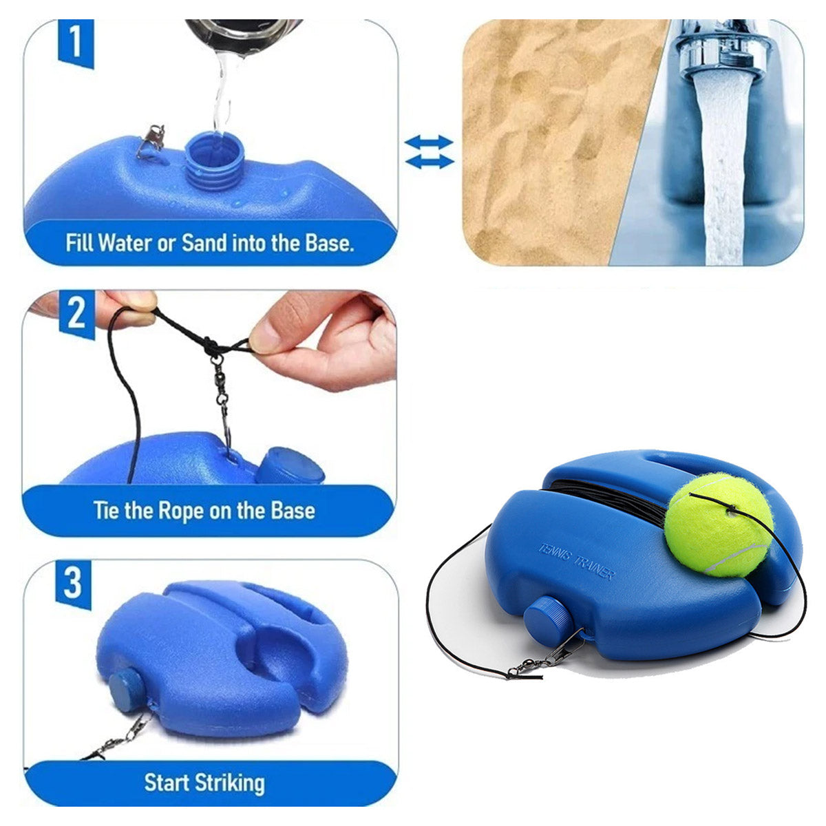 Tennis Trainer Rebound Ball with Elastic Cord Base