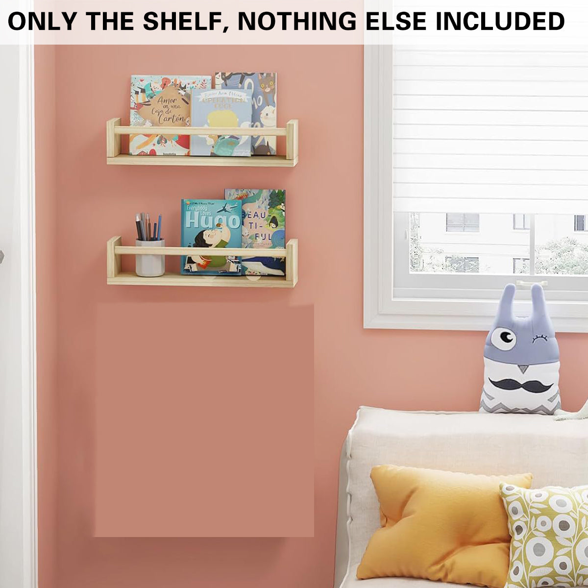 2 Pcs Solid Wood Wall Mounted Ledge Shelf