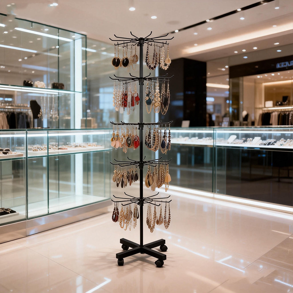 Rotating Jewellery Display Stand with Wheels