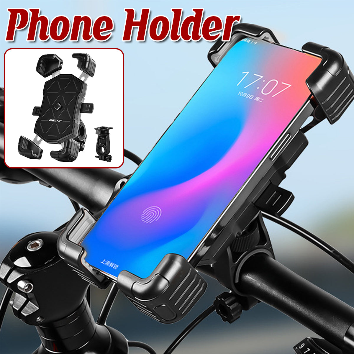 360 Degree Phone Holder with Handlebar Mount for Bike