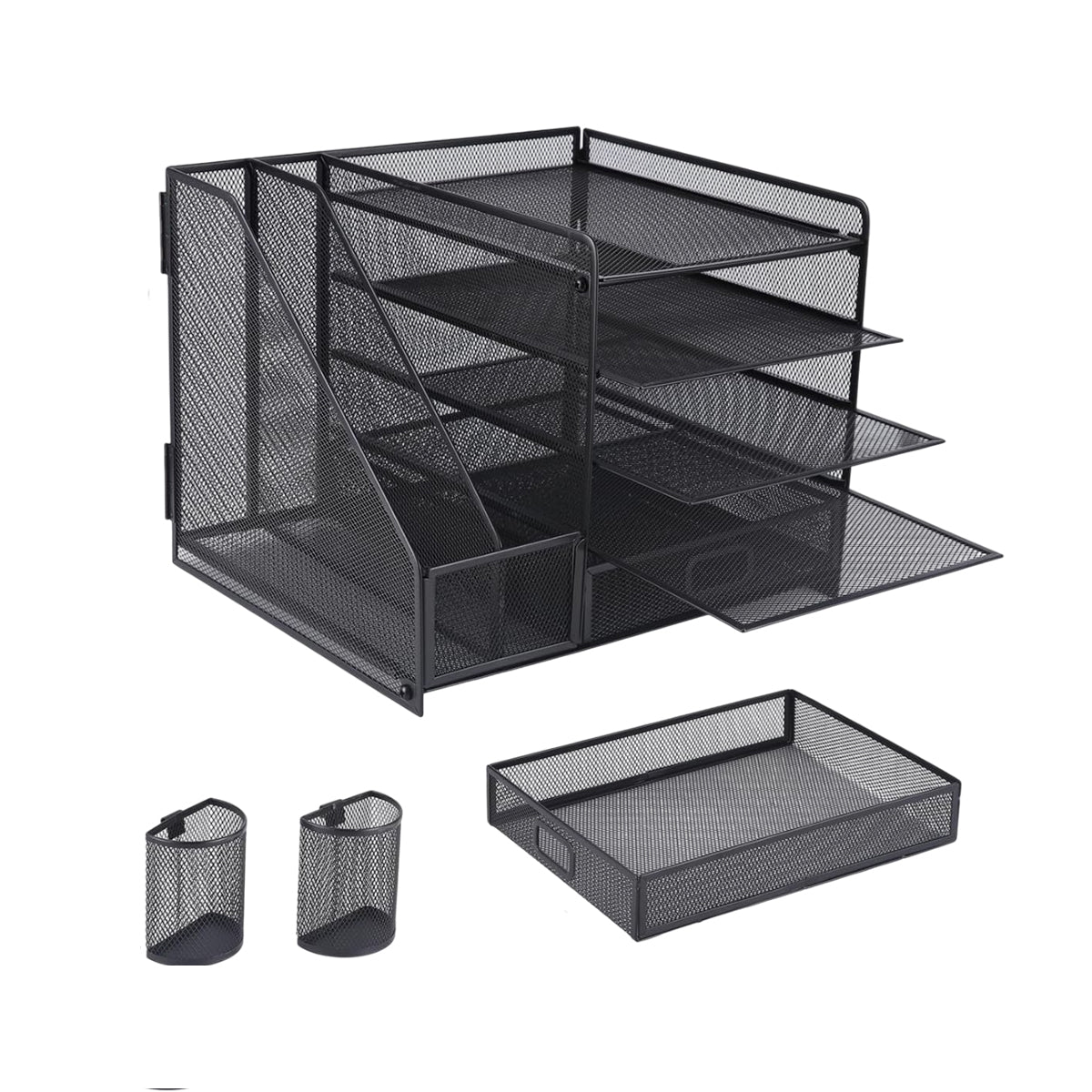 Multi-Tier Desktop File Organizer Metal Mesh Drawer