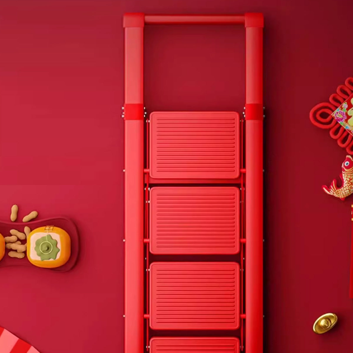 5 Step Carbon Steel Folding Ladder for Home and Garage Use