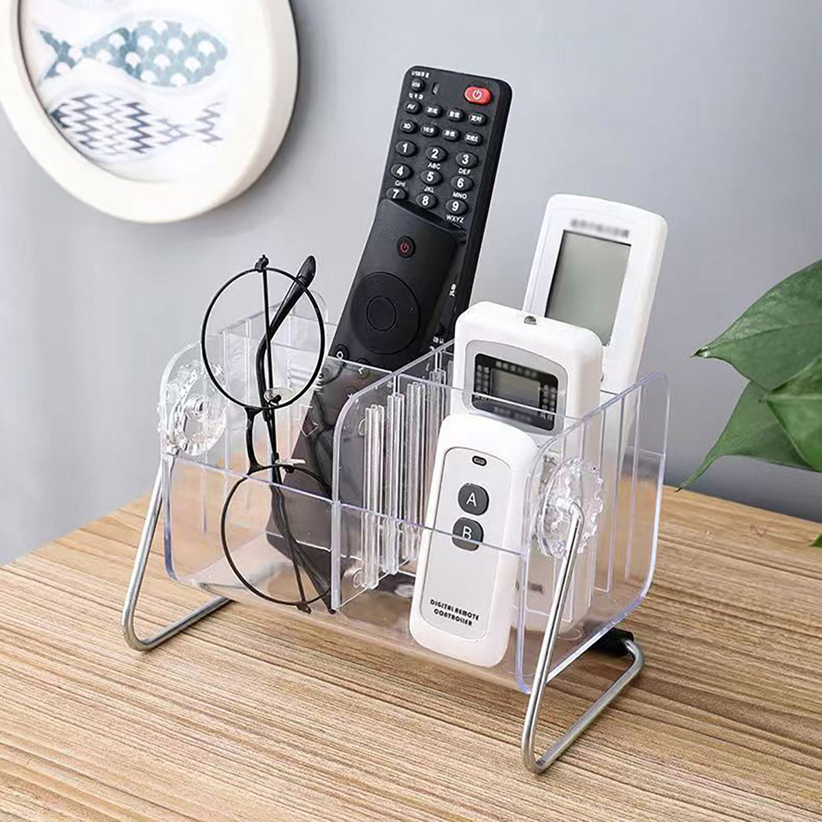 Remote Control Organiser 6-Compartment Acrylic with Metal Frame