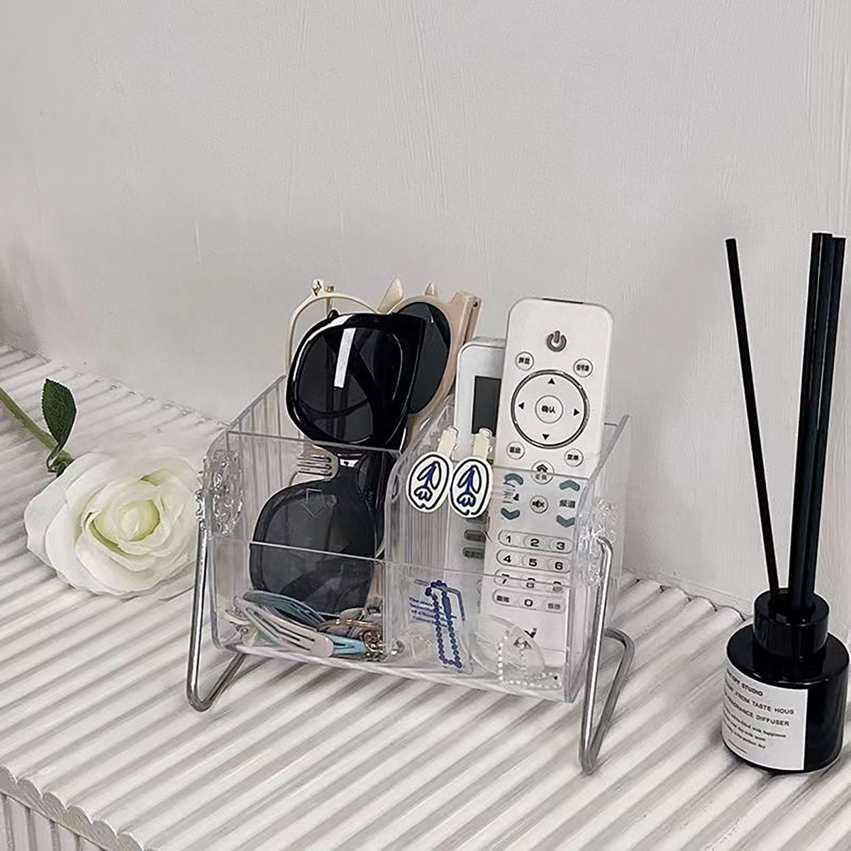 Remote Control Organiser 6-Compartment Acrylic with Metal Frame