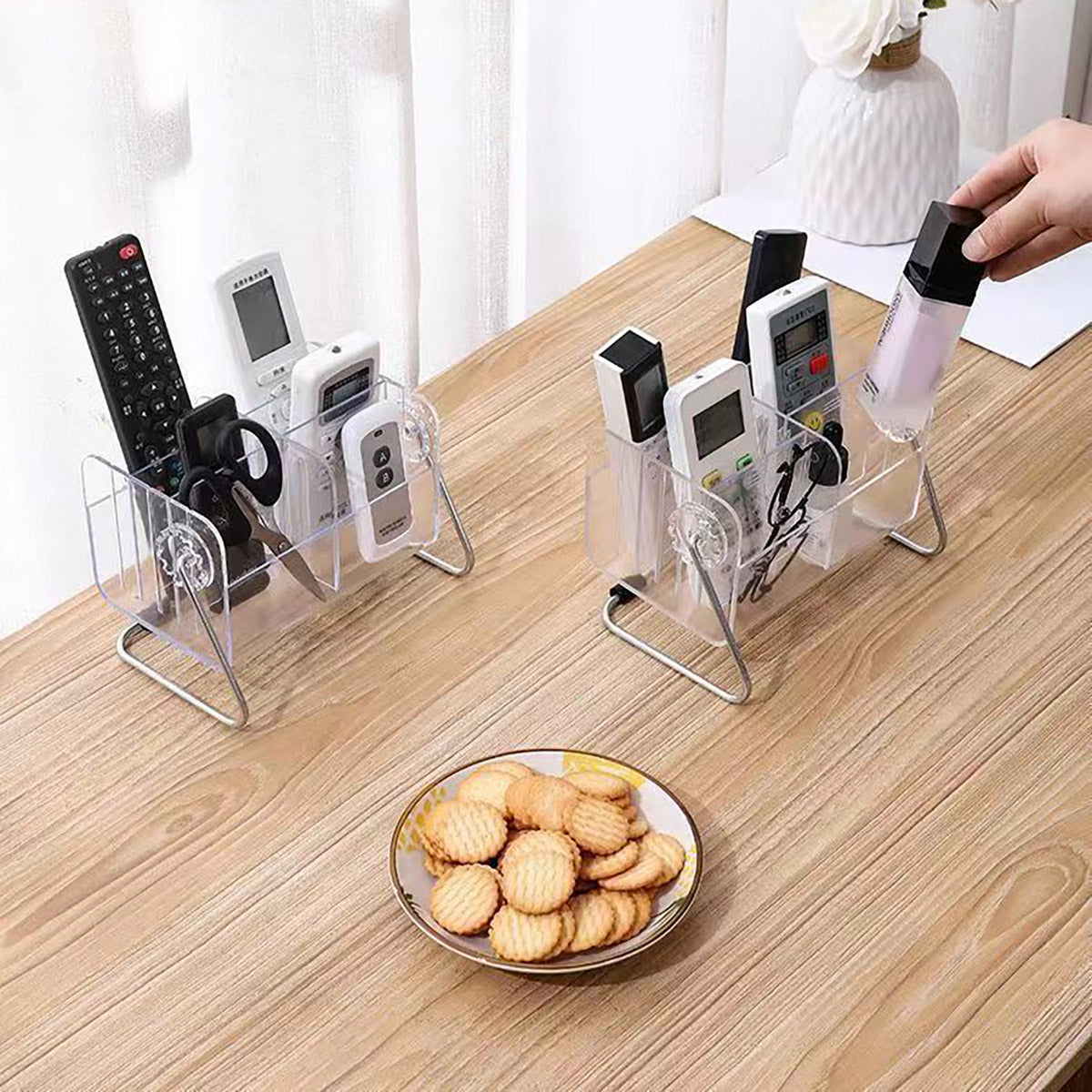 Remote Control Organiser 6-Compartment Acrylic with Metal Frame