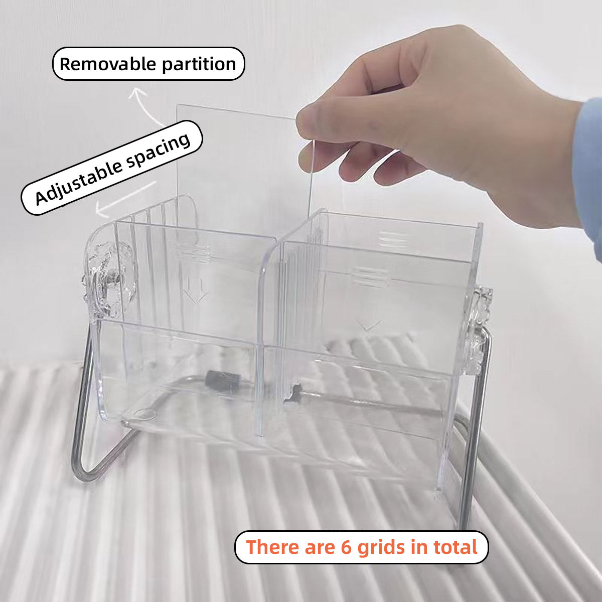 Remote Control Organiser 6-Compartment Acrylic with Metal Frame