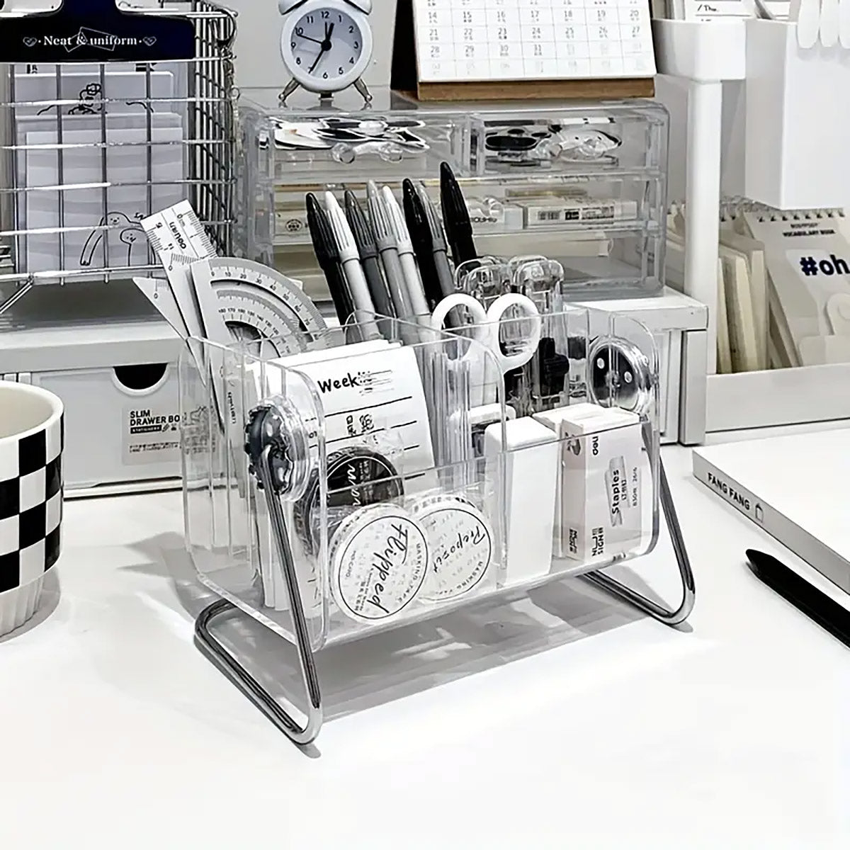 Remote Control Organiser 6-Compartment Acrylic with Metal Frame