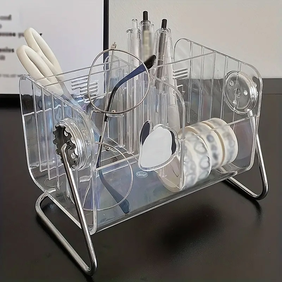 Remote Control Organiser 6-Compartment Acrylic with Metal Frame