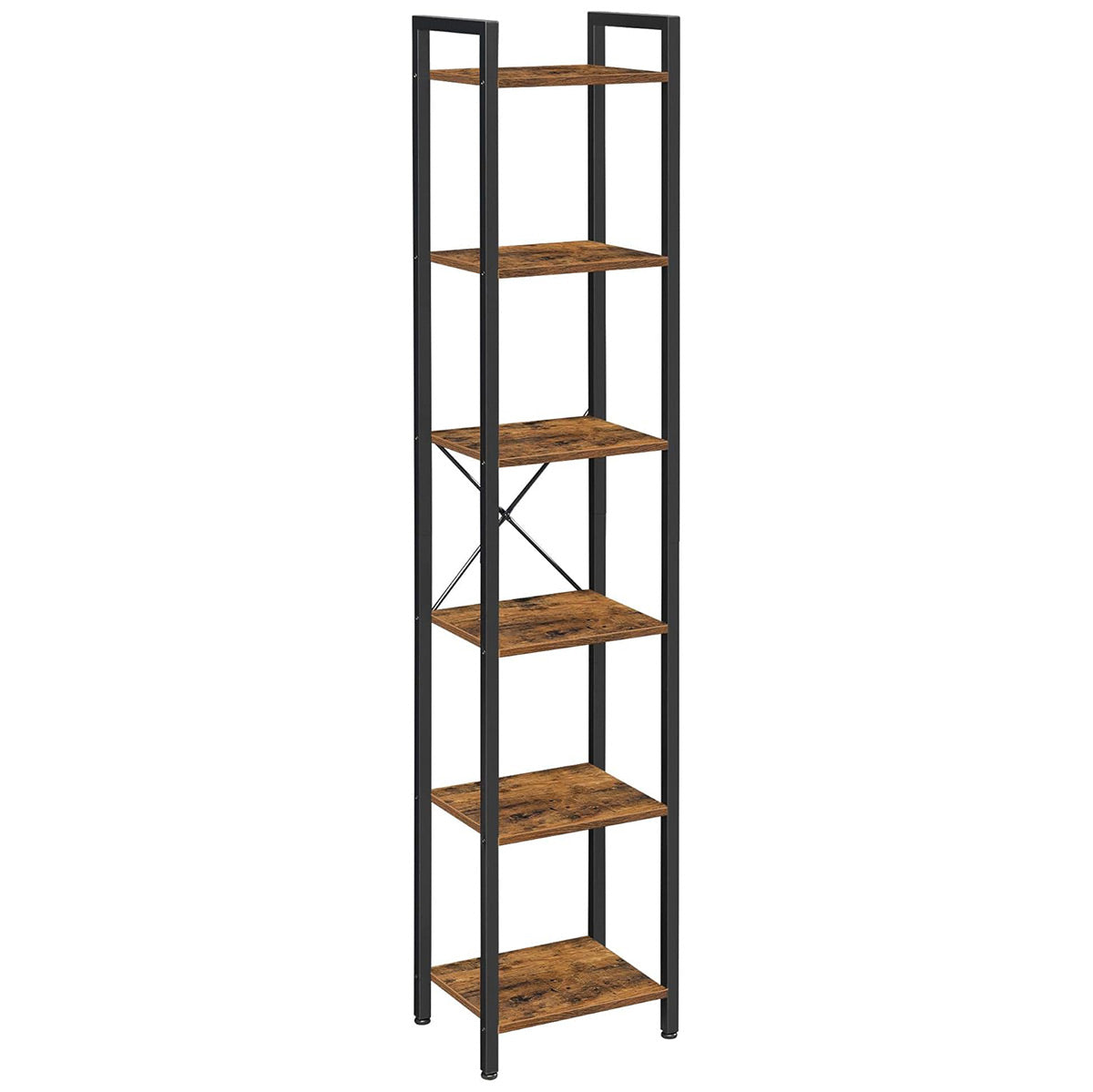 6-Tier Corner Bookshelf with Metal Frame Small Rooms