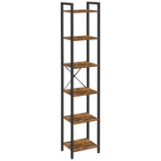 6-Tier Corner Bookshelf with Metal Frame Small Rooms