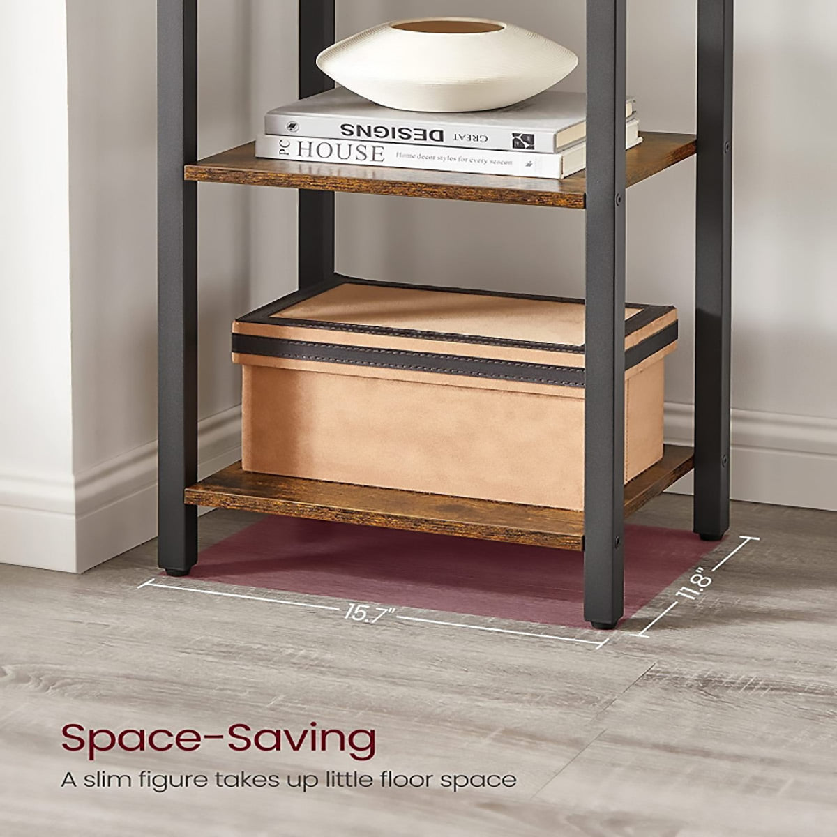 6-Tier Corner Bookshelf with Metal Frame Small Rooms